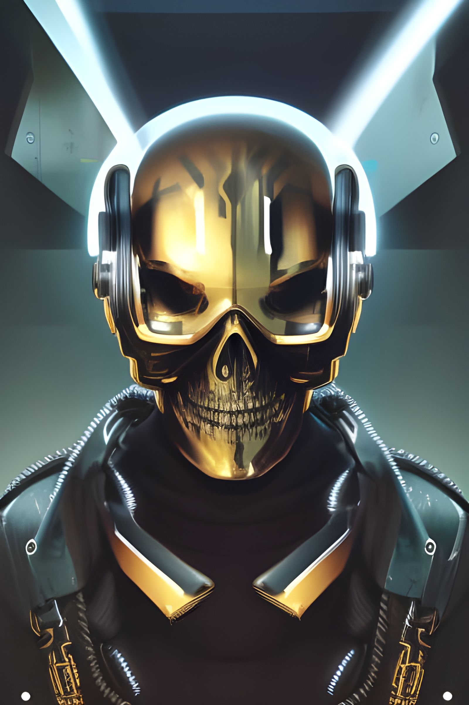 Cyborg Hip-Hop Portrait in Cyberpunk Style