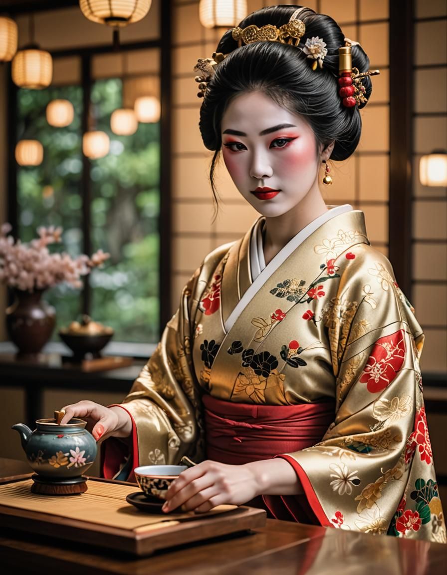 Maiko Tea Ceremony: Intricate Kimono, Professional Photograp...