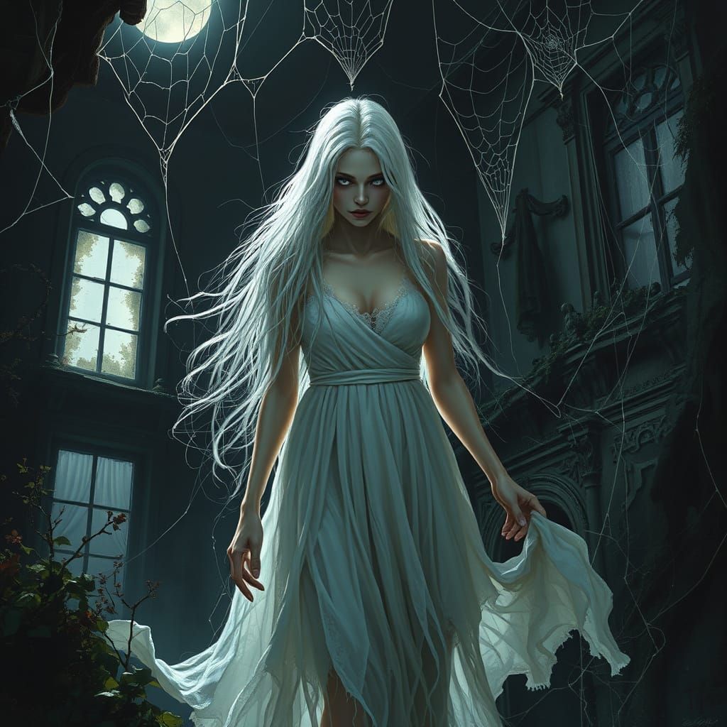 Ethereal Ghost Haunts Overgrown Victorian Mansion