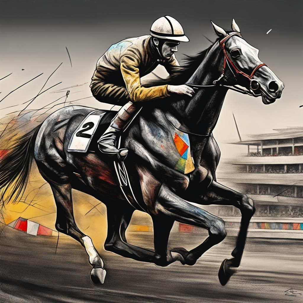Horse Racing in Post-Apocalyptic Kandinsky Style