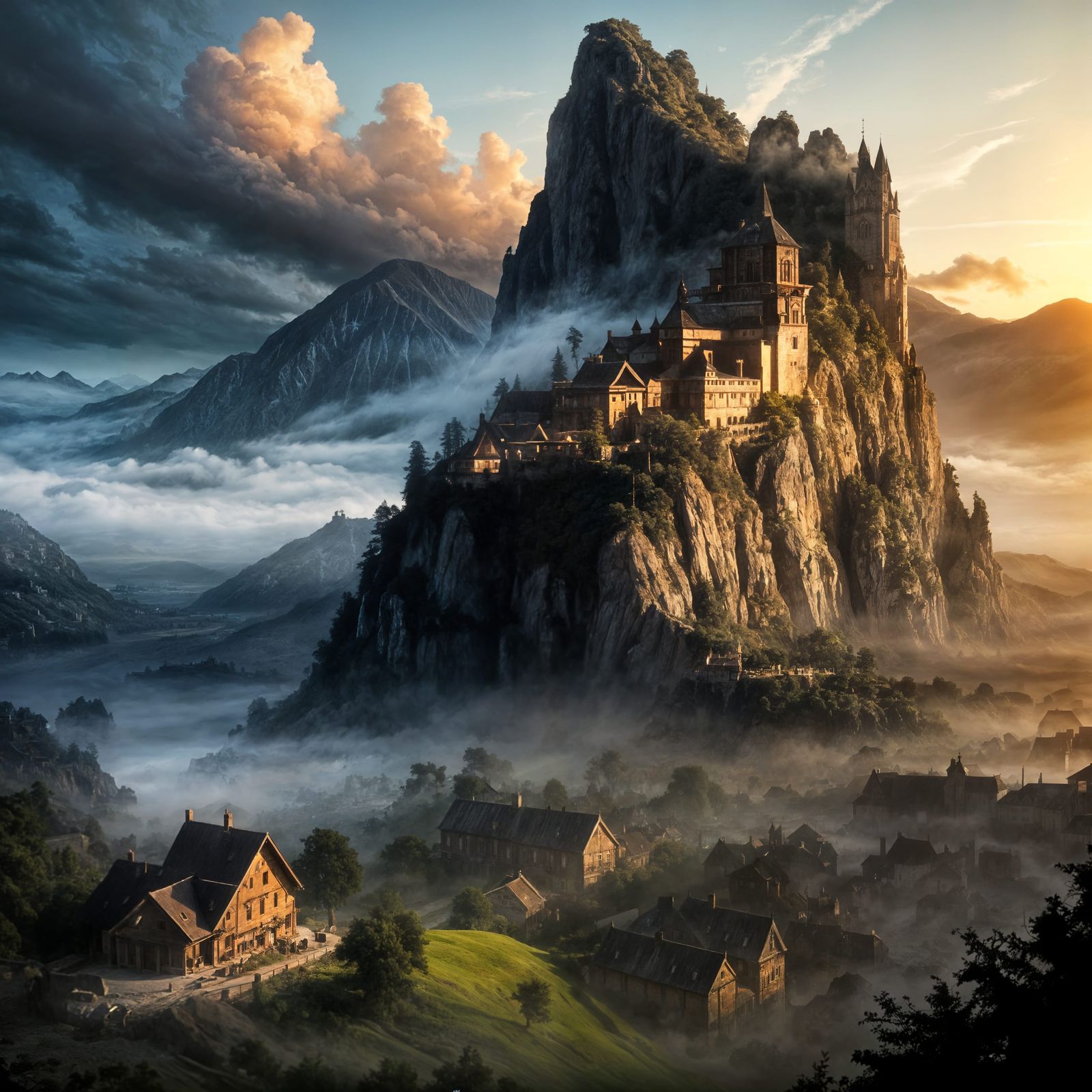 Epic Sunrise Over Majestic Mountain Village