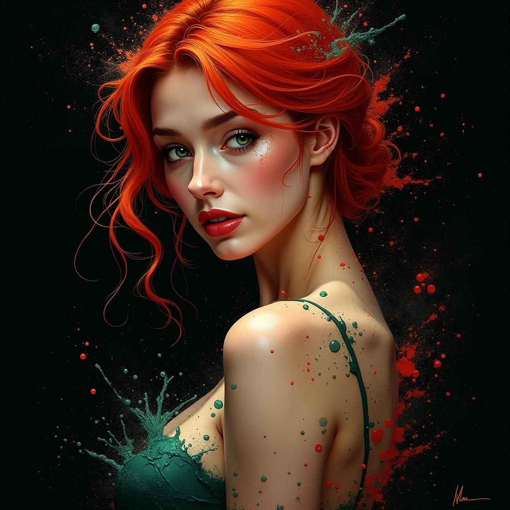 Seductive Gaze: A Fantasy Oil Painting