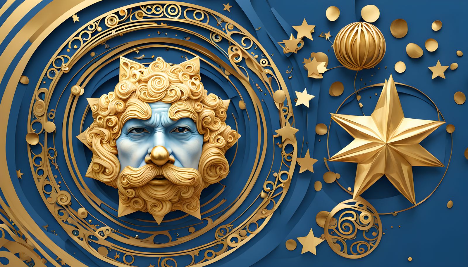 Luxurious Gold Easter Clown in a Cyberpunk Aesthetic