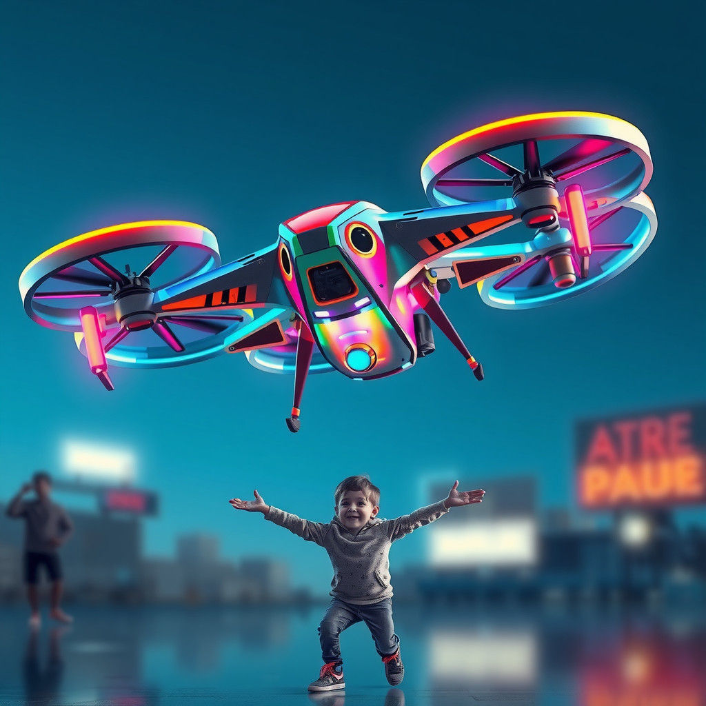 Futuristic Drone for Kids in a Digital Art Style