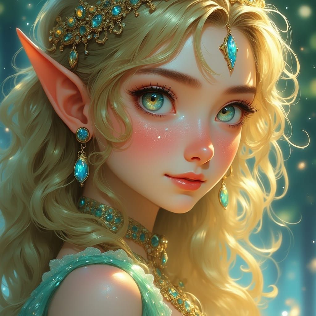 Elegant Elf Woman Portrait in Studio Lighting