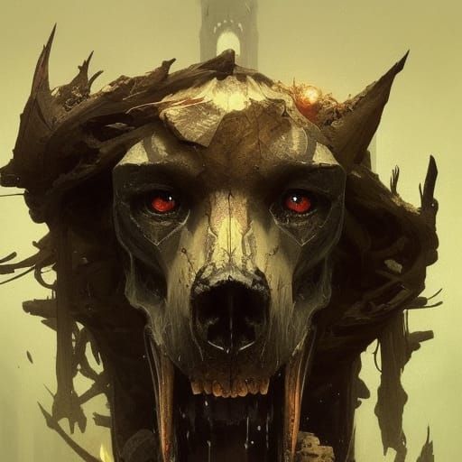 Hyperdetailed Skull Dog in Dark Fantasy Style