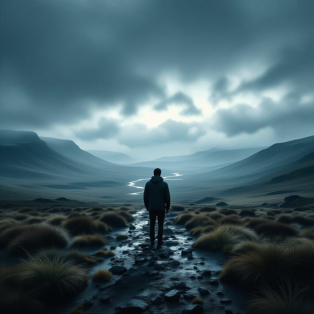 Man Shrinks in Vast HDR Landscape