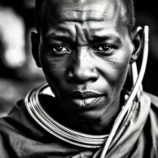 Striking Portrait of a Kenyan Maasai Warrior