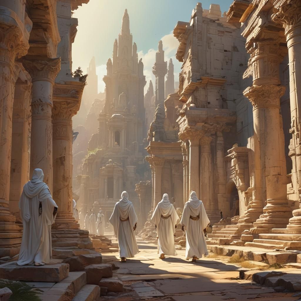 Atlantis Civilization Concept Art: Atlantians in Ancient Rui...