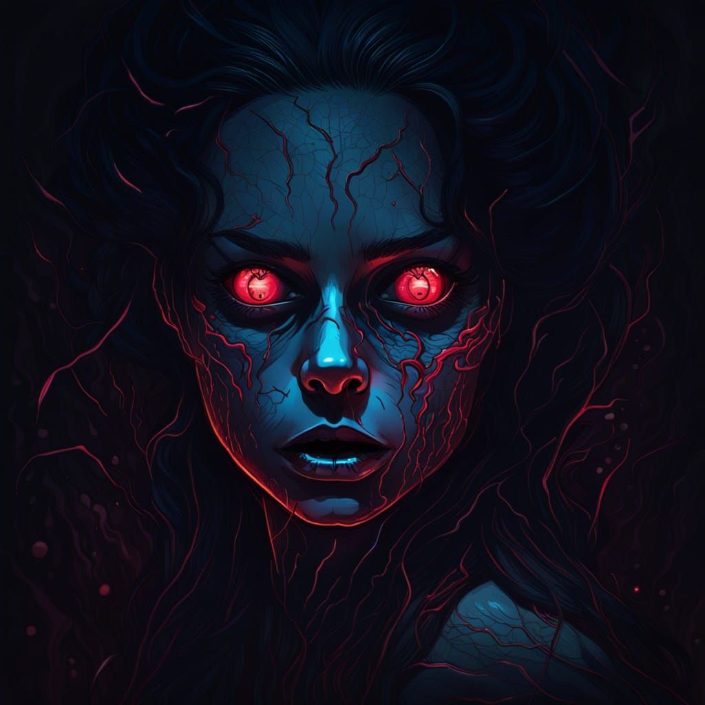 Wolf Woman Medicine Dream in Dark Digital Art