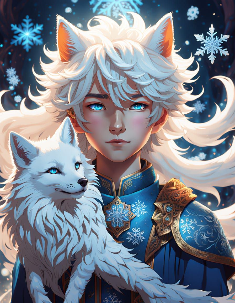 Angel Boy Protected by Majestic Orange Fox