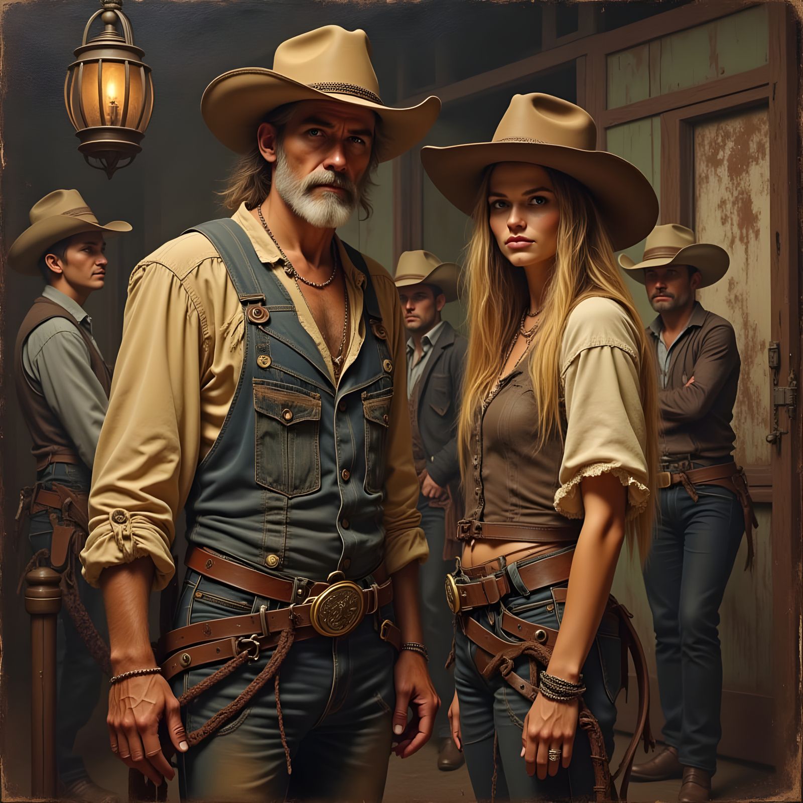 Old West Mining Town Tavern in Impasto Oil