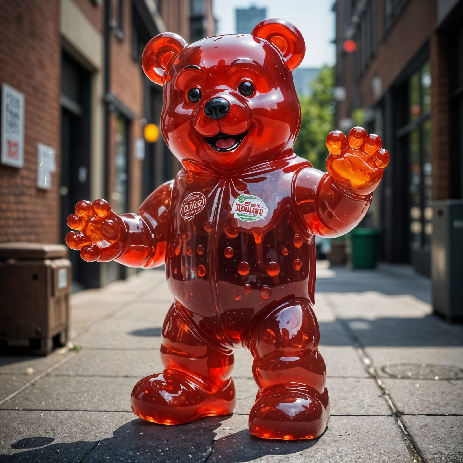 Anthropomorphic Gummy Bear in Futuristic Containment