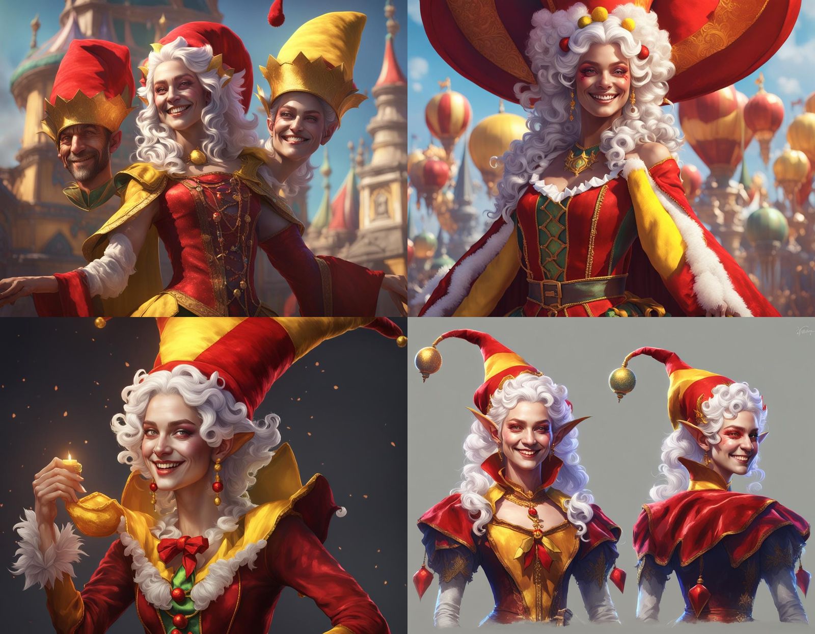 Elf in Jester Costume: Detailed Fantasy Portrait