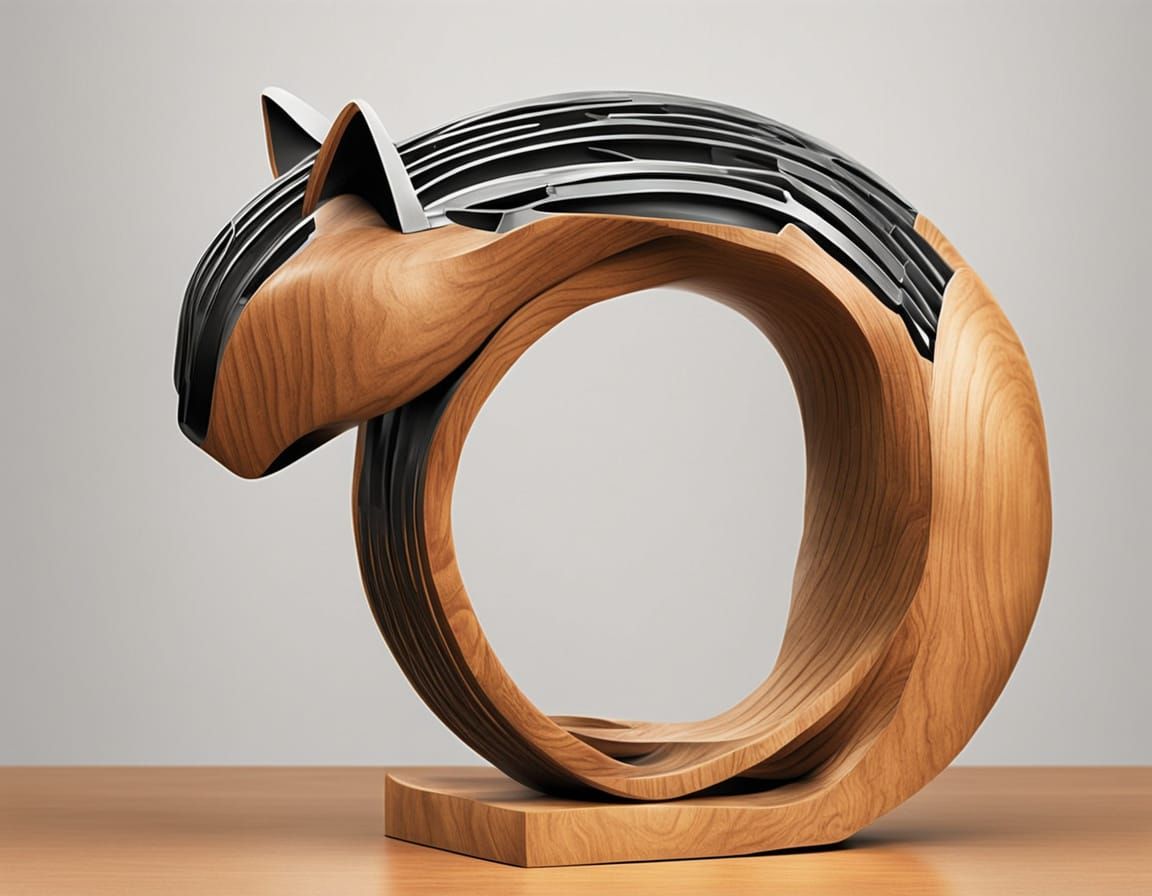 Abstract Wood and Steel Cats: Robotic Forms