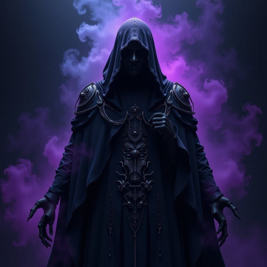 Mystical Hooded Figure in Shadows, Dark Fantasy Art