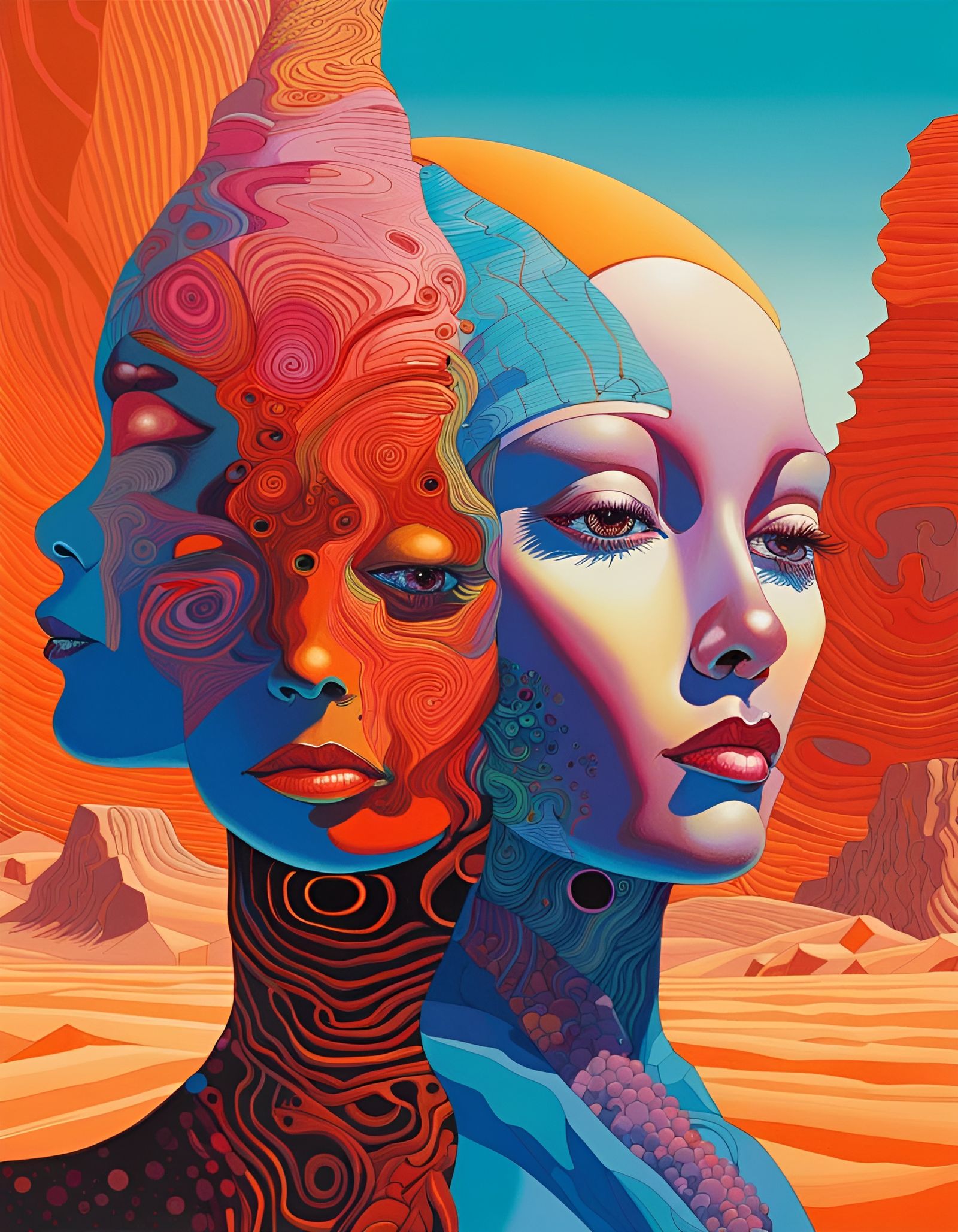 Surreal Desert Face Art Inspired by Bellmer