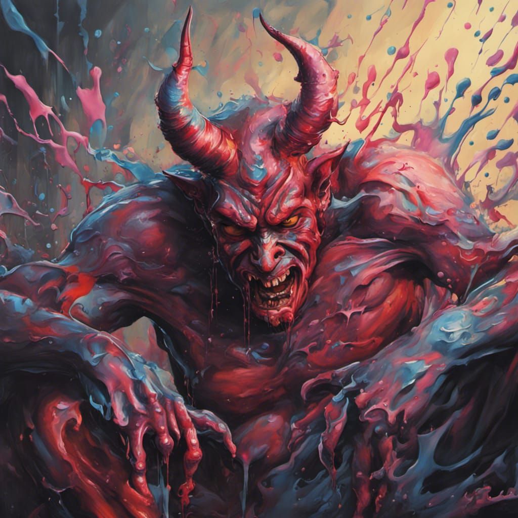 Colorful Graffiti Devil in Street Art Style