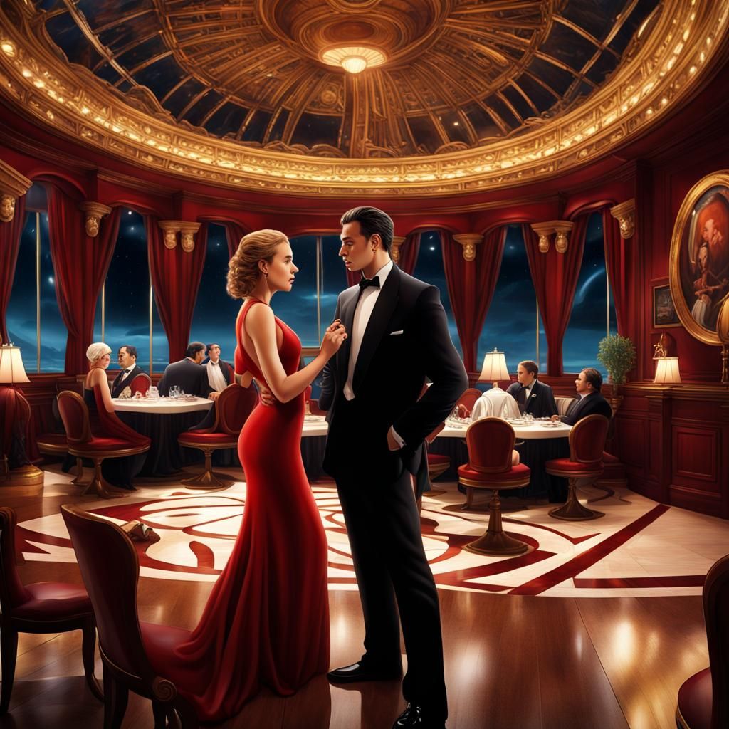 Elegant Restaurant Scene in Titanic Movie Style