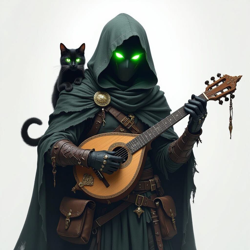 Dragonborn Bard with Lute in Fantasy Art Style