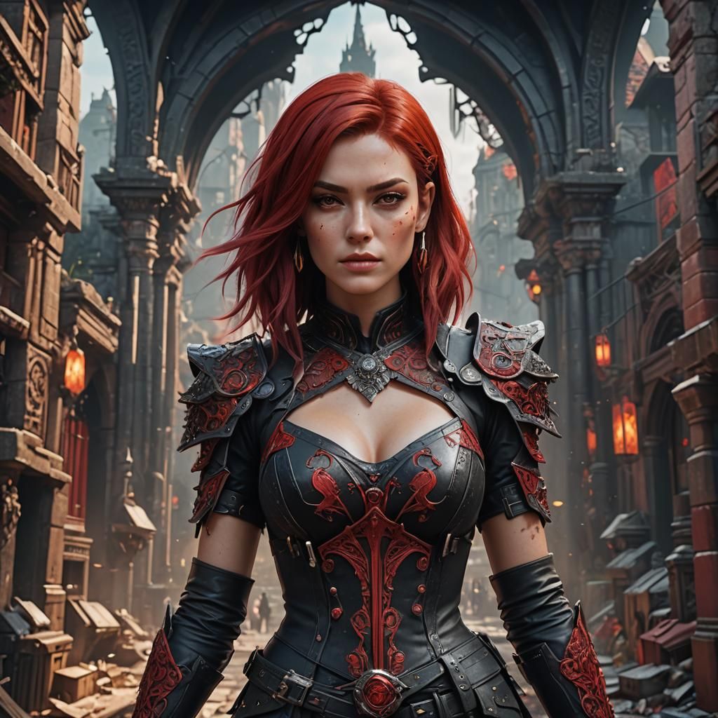 Dominant Woman with Red Hair, Fantasy Concept Art