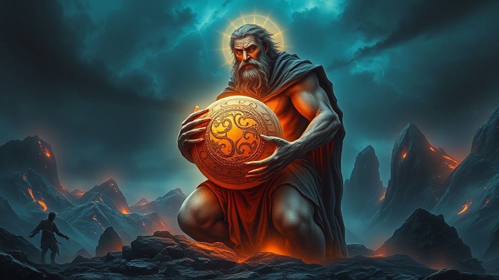 Atlas Burdened: Divine Figure Carrying World's Sin