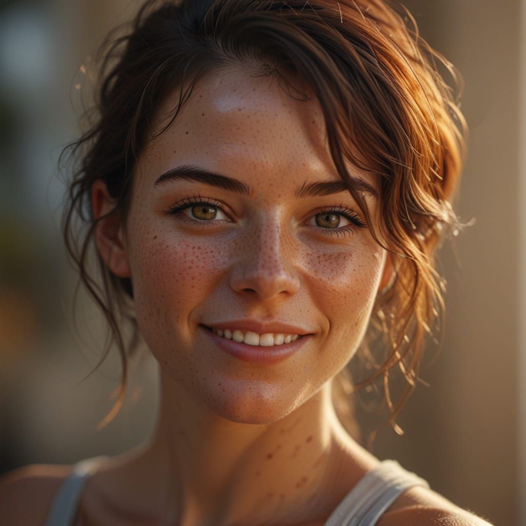 Sultry Young Woman Captured in Hyperrealistic Portrait Photo...