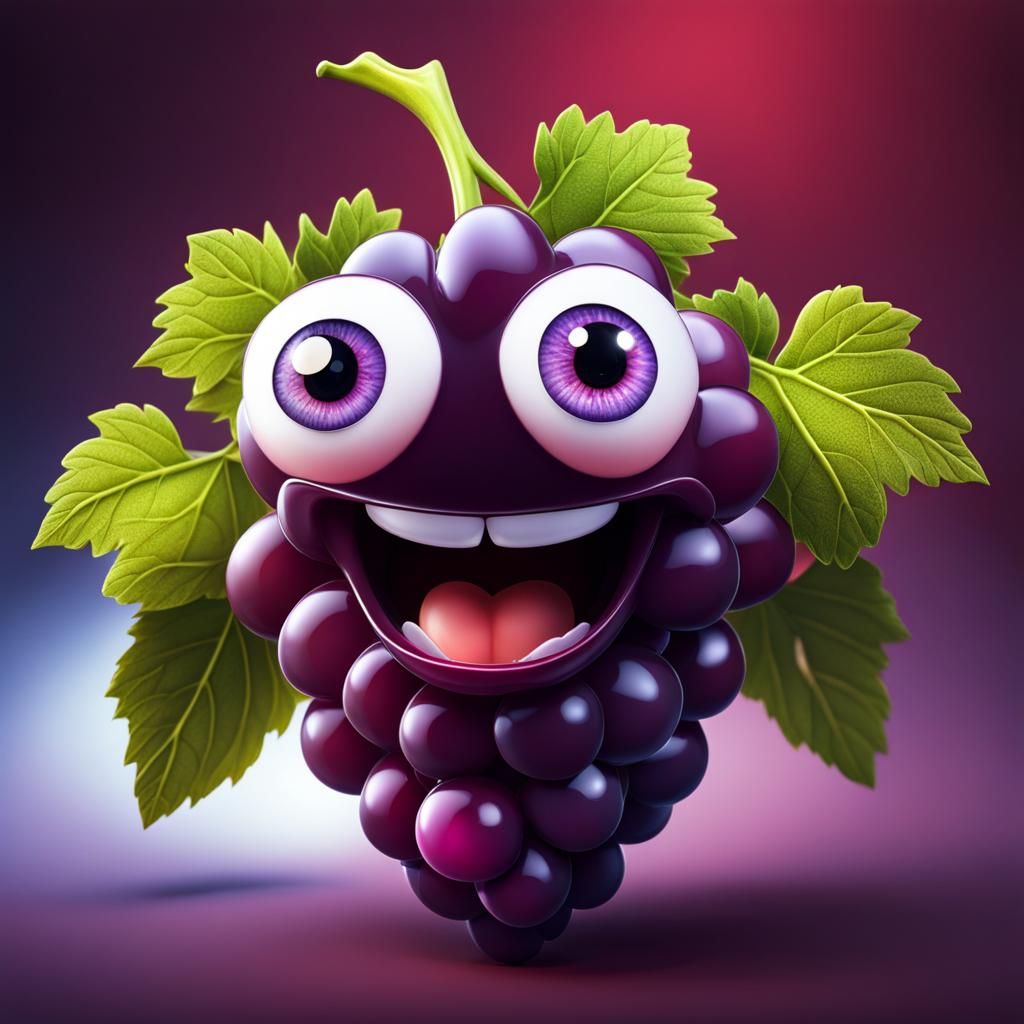 Adorable Grape Character Concept Art in 8K