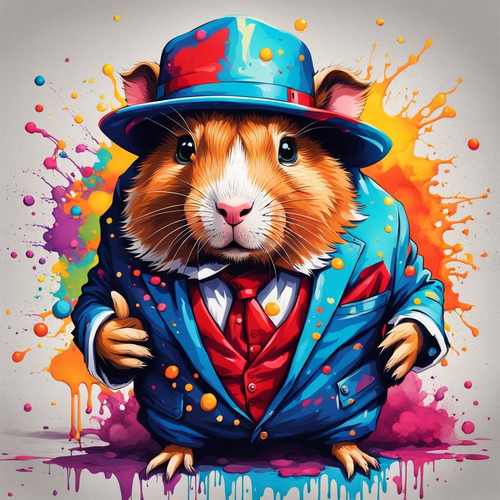 Guinea Pig in Suit: Graffiti Splash Art