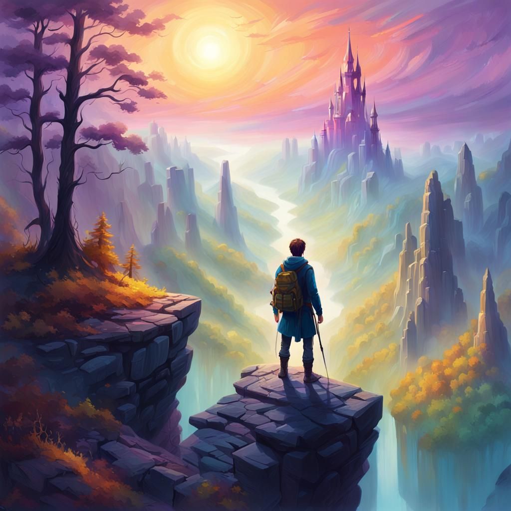 Surreal Fantasy Explorer Discovers Mystical Land of Ancient....
