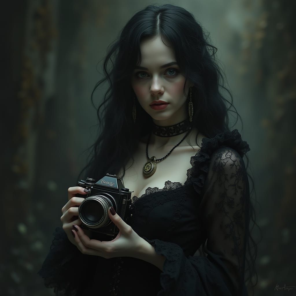 Gothic Woman in Dark Mystical Atmosphere