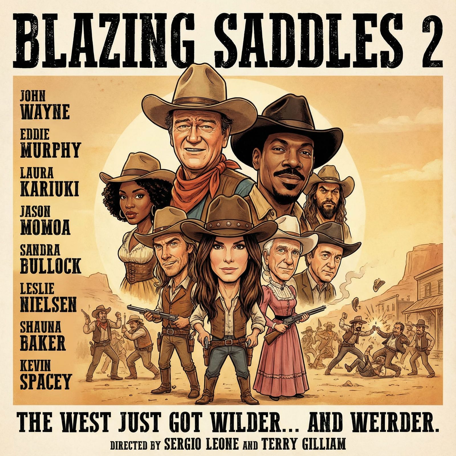 Movie Poster: Blazing Saddles 2 with a Star-Studded Cast