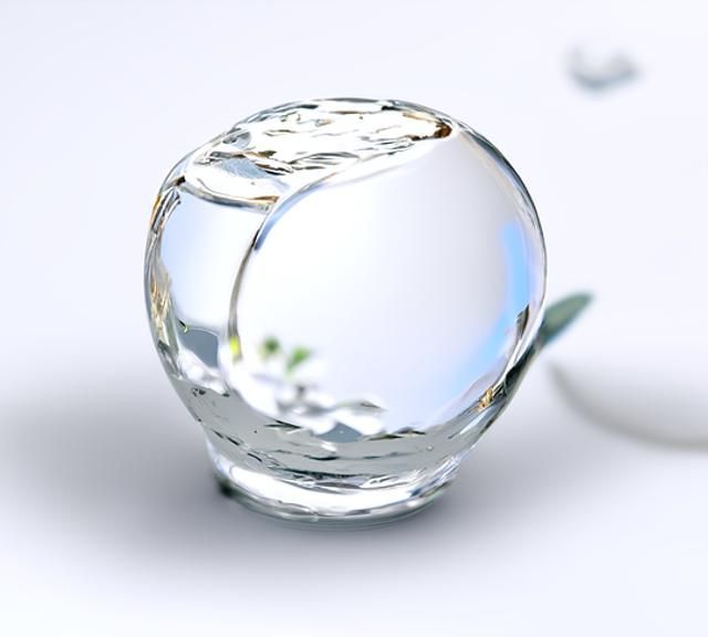 Perfectly Round Water Bubble in Macro 3D