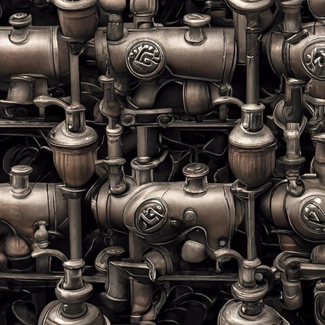 Steampunk Engine Tessellation in Escher Style