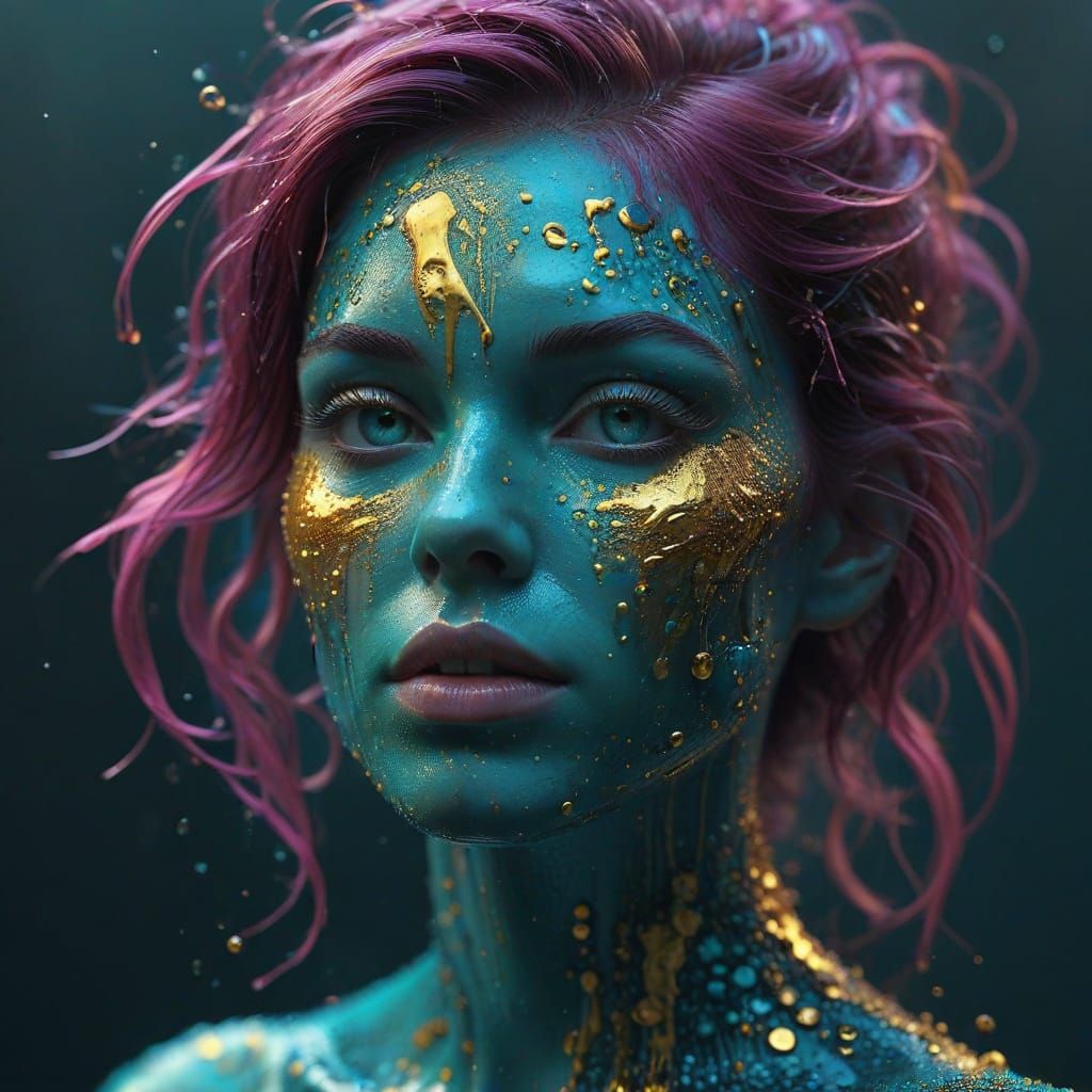 Hyperrealistic Portrait of a Young Girl in Vibrant, Dynamic ...