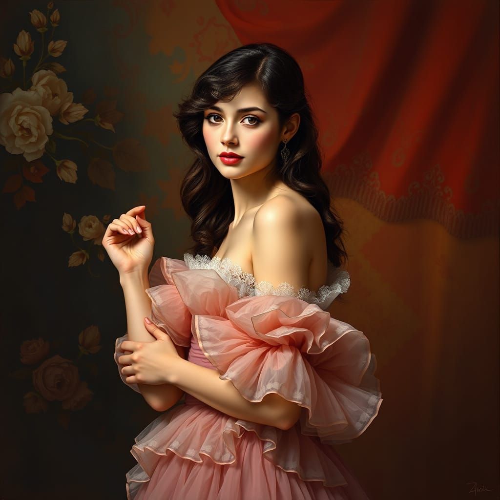 Classic Pin-Up Girl in Hyperrealistic Style