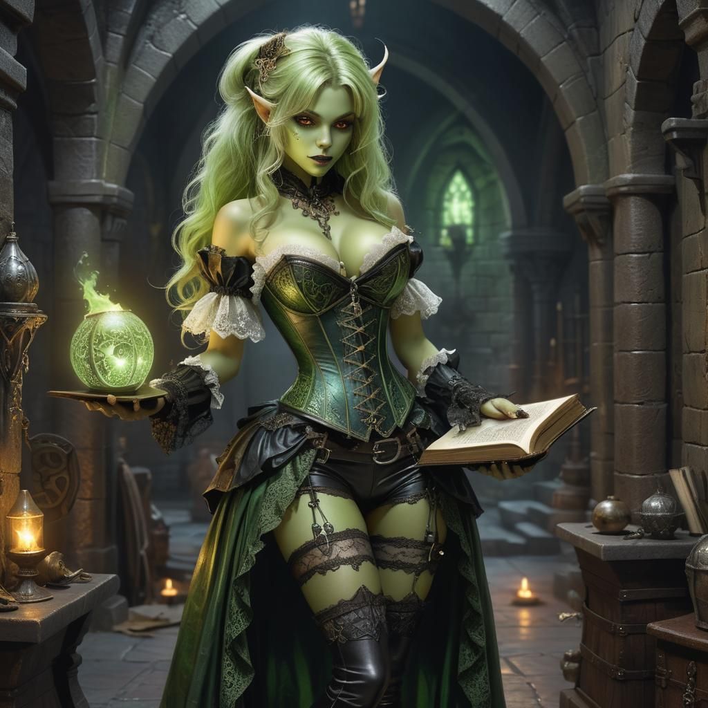 Goblin Scribes Wizard in Dark Fantasy Dungeon