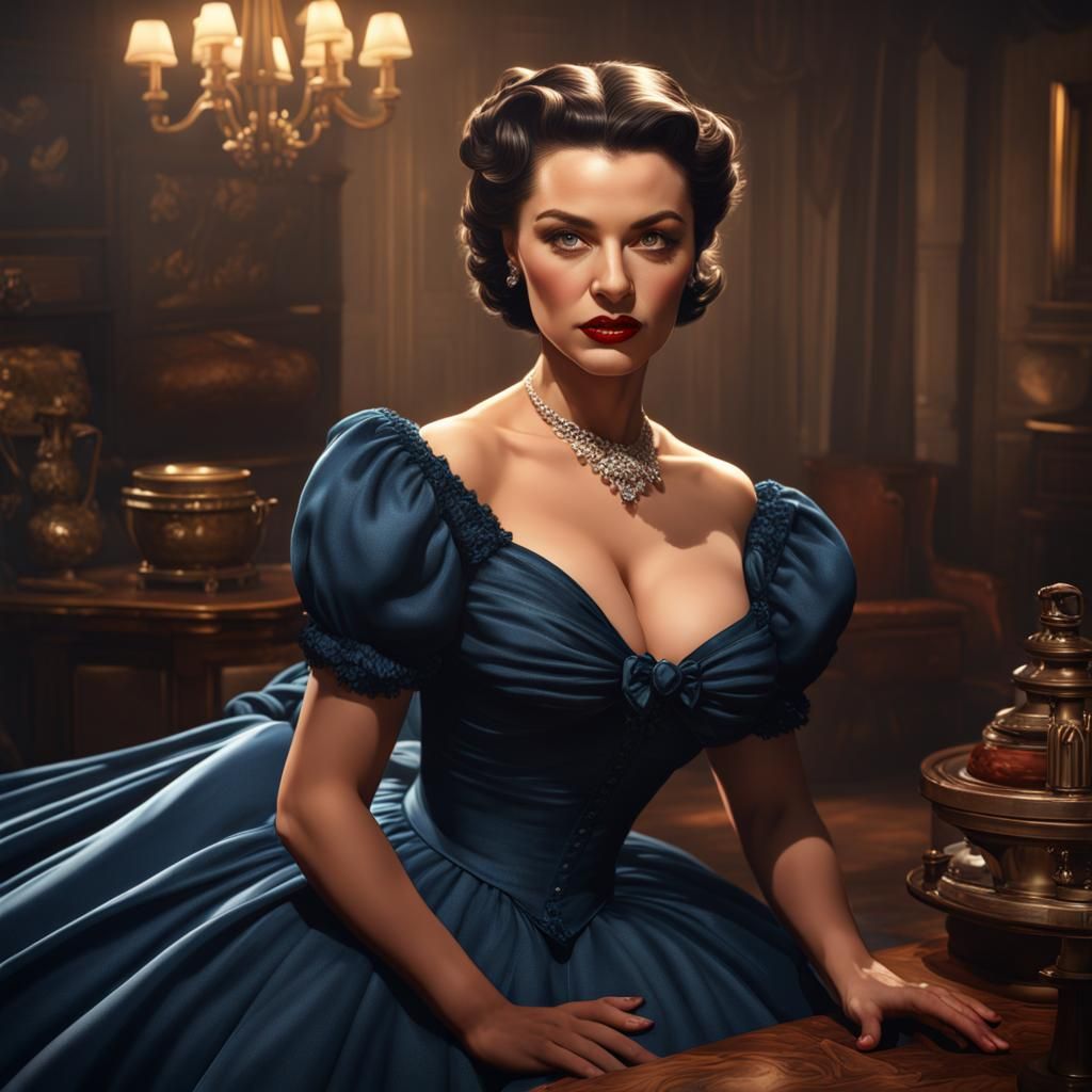 Hyperrealistic Pinup Girl in 'Gone with the Wind' Style