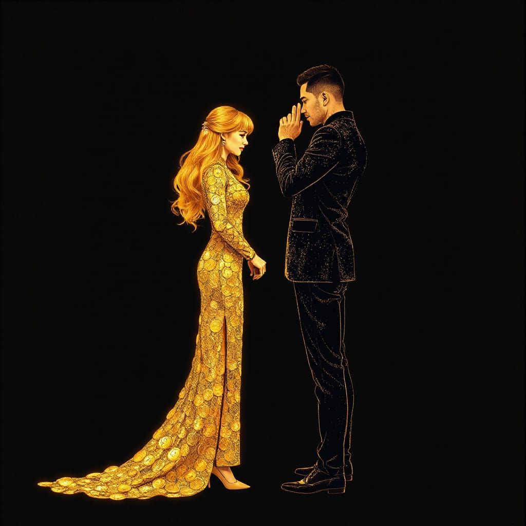 Pre-Raphaelite Zentangle: Chinese Couple in Void