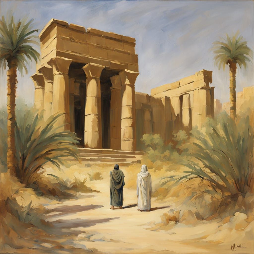 Timeless Desert Oasis in Impressionist Style