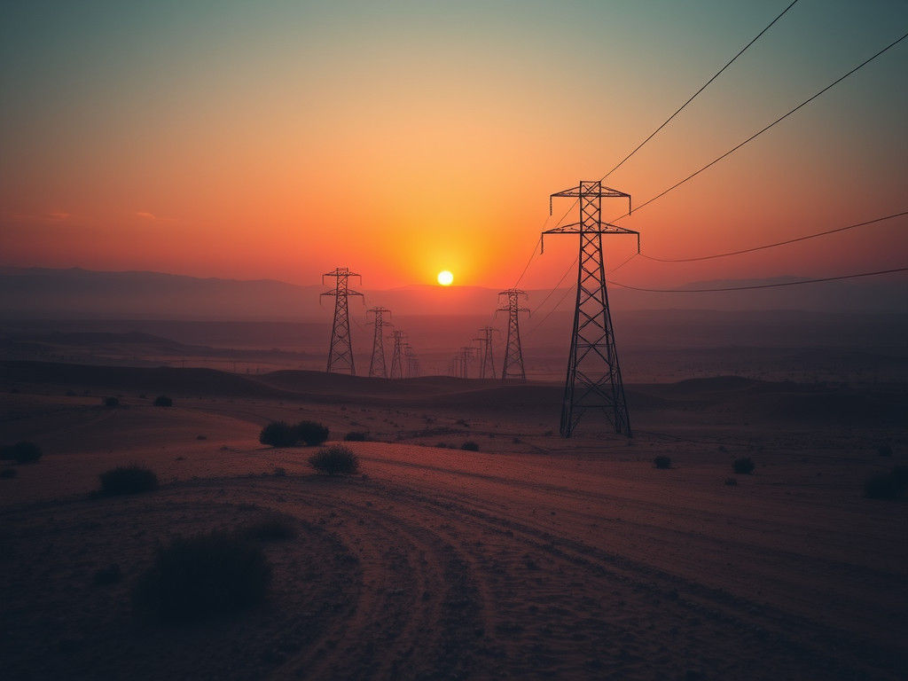 Desert Power Lines at Sunset: Conceptual Photography