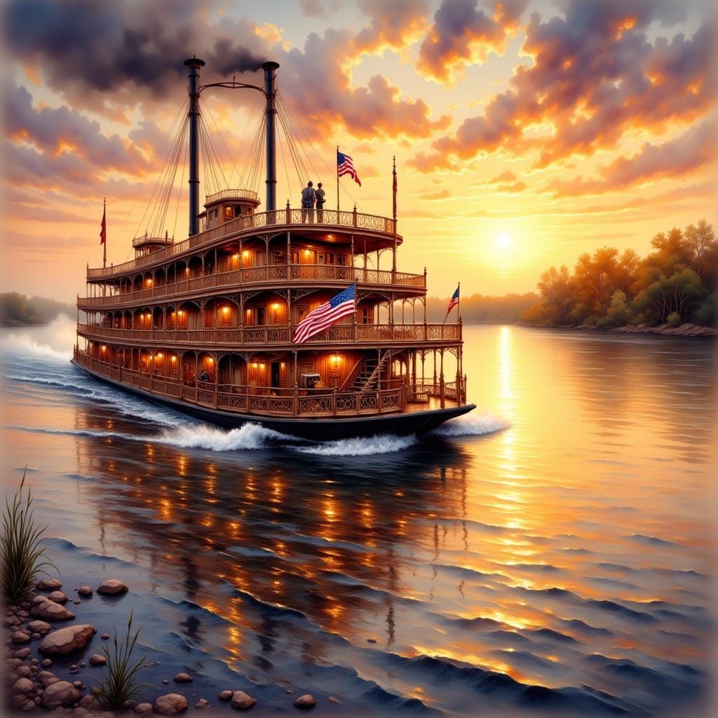 Venerable Paddle Wheel Ferry Boat Cruises Mississippi River ...
