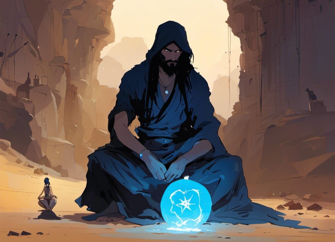 Sad Genie in Desert Dungeon Concept Art