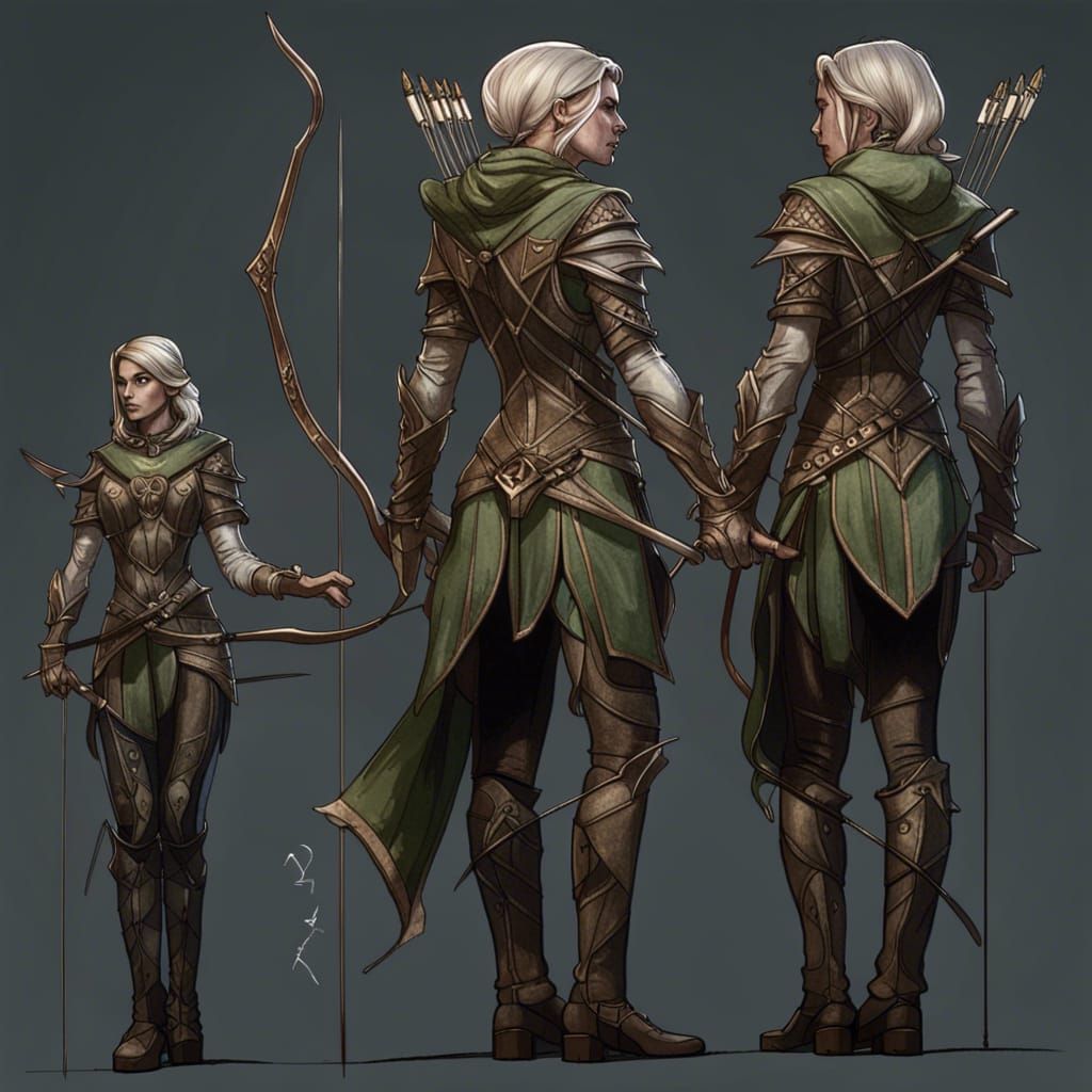 Elven Archer Armor Concept Art in Dark Fantasy Style