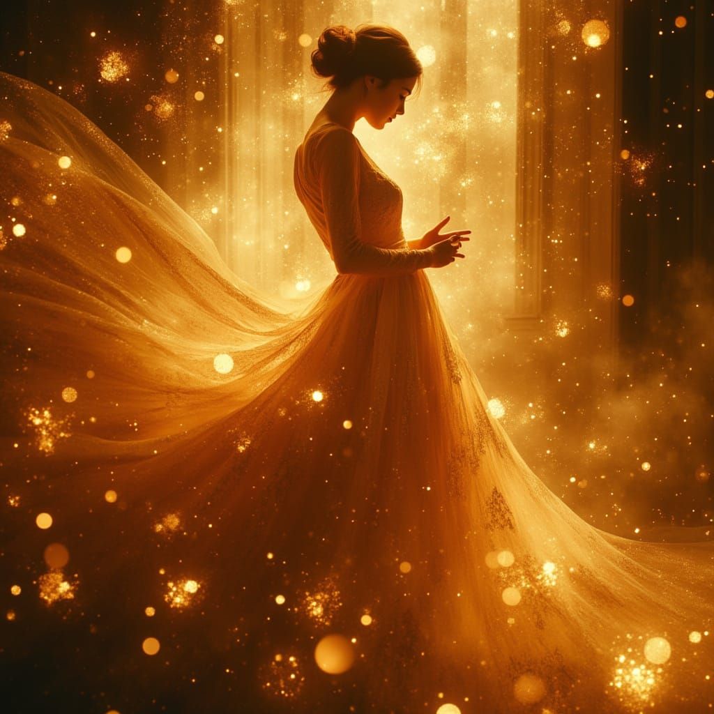 Ethereal Woman in Golden Light, Dreamy Aesthetic