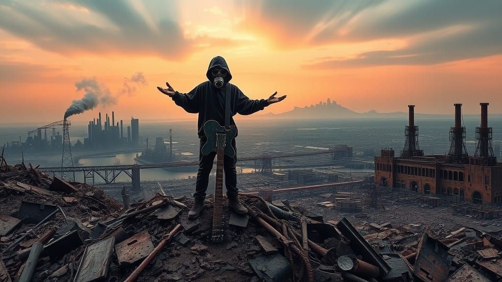 Desolate Post-Apocalyptic Landscape in Industrial Decay