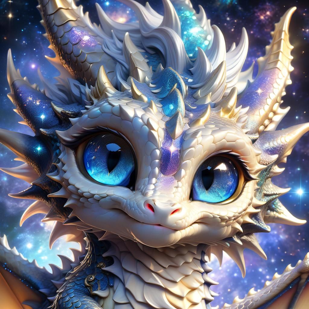 Stardust Dragon Portrait in Fantasy Wonderland