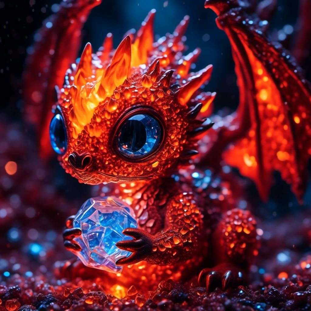 Crystal Magma Dragon Hatchling: A Burning Microportrait