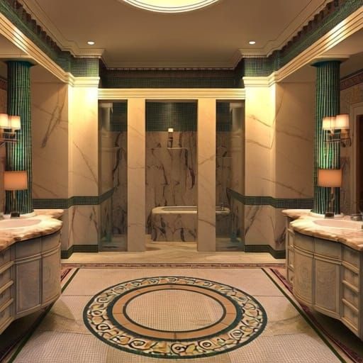 Elegant Greek-Style Master Bathroom Interior