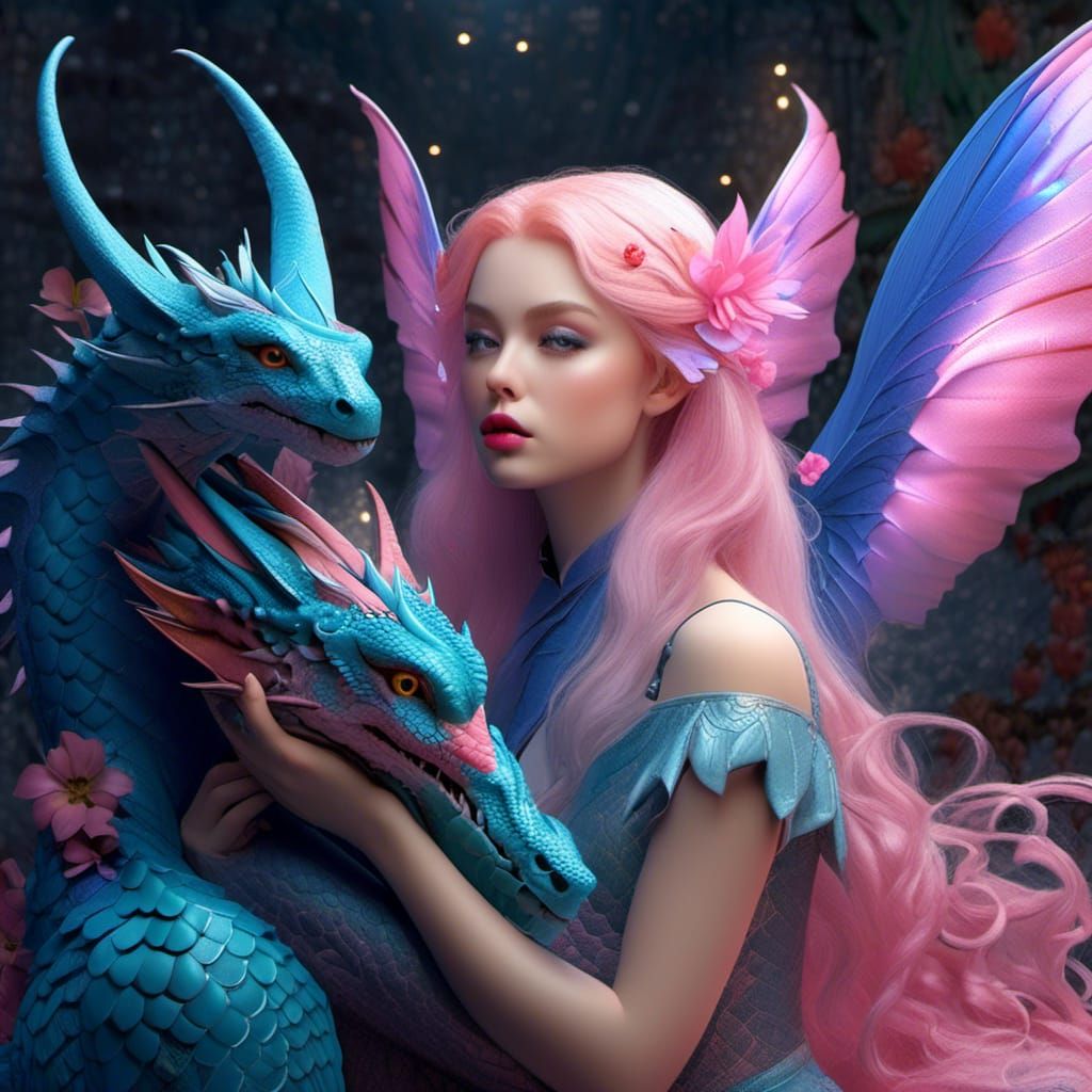 Fairy Kissing Dragon: Hyperdetailed Lyrical Abstraction